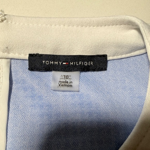 Tommy Hilfiger Womens Blue White Houndstooth Button Front Sheath Dress Size 10 - Picture 7 of 8